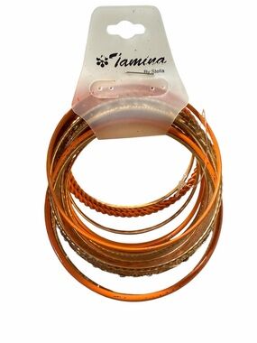 Tamina by Stella Gold and Orange Bracelet Set